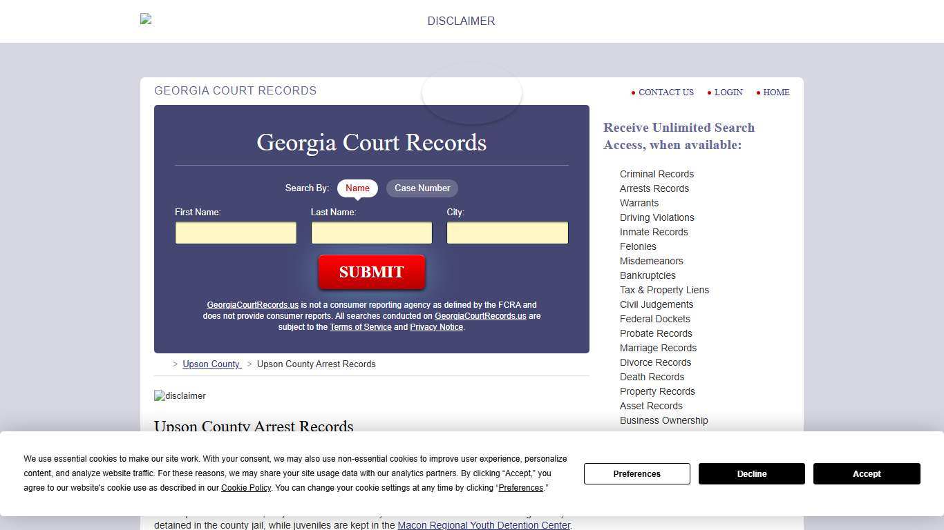 Upson County Arrest Records GeorgiaCourtRecords.us